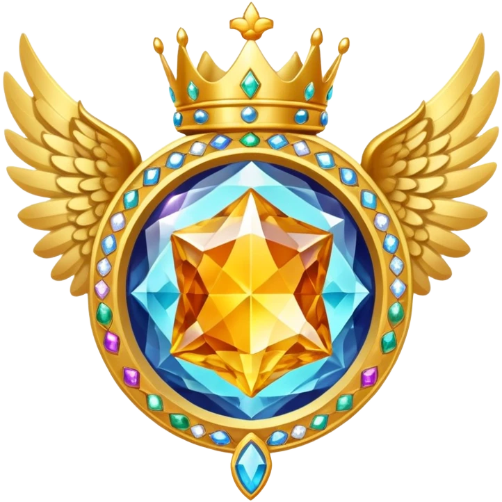 HUGE magic galactic gemstone award-in-frame-decorated-with-big-golden-angel--wings and crown emoji
