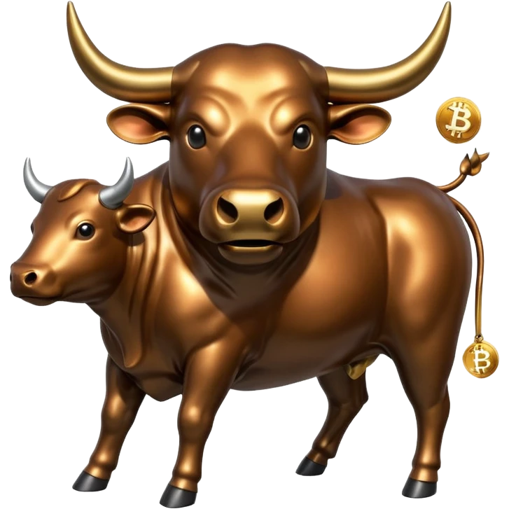 bull holding a bitcoin coin emoji