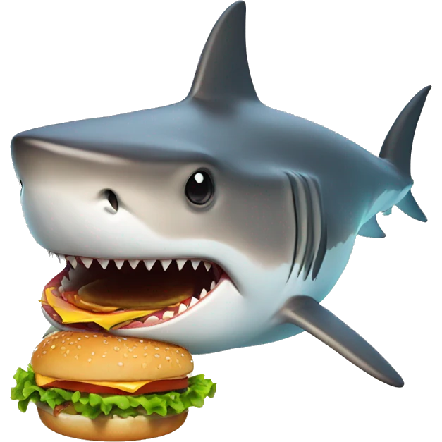 Shark eating a burger emoji