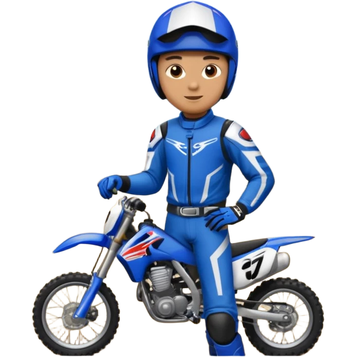 dirtbike rider in blue gear signing autographs emoji