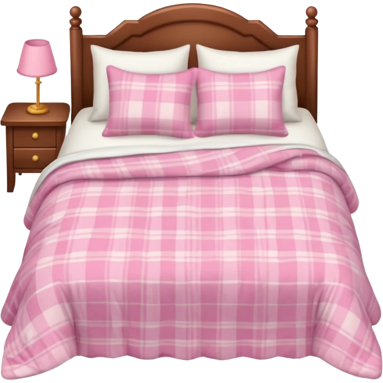  pink cozy bed with soft pillows and a fluffy blanket, neatly made, realistic  emoji