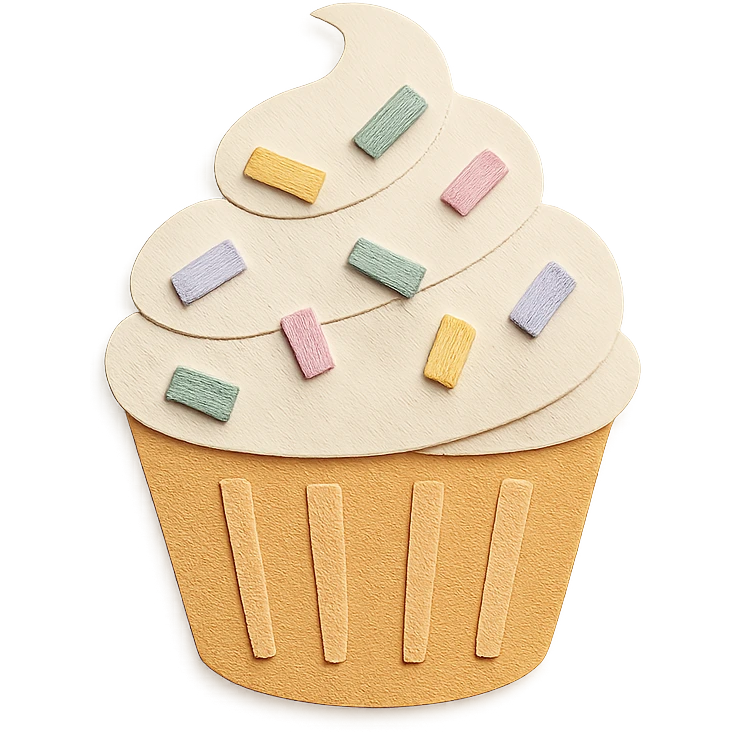 funfetti cupcake with pastel sprinkles emoji