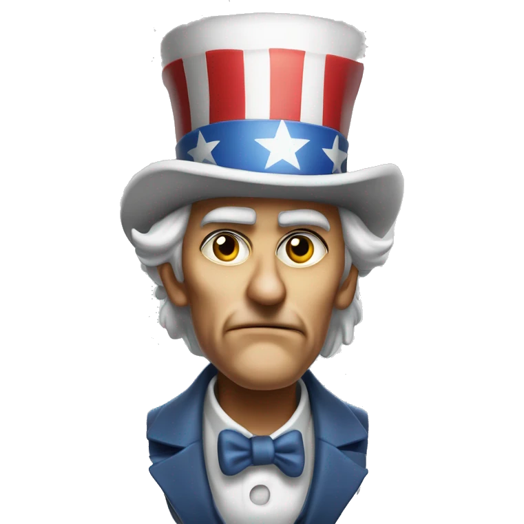Uncle Sam with pitiful eyes up to his waist photorealistic serious emoji
