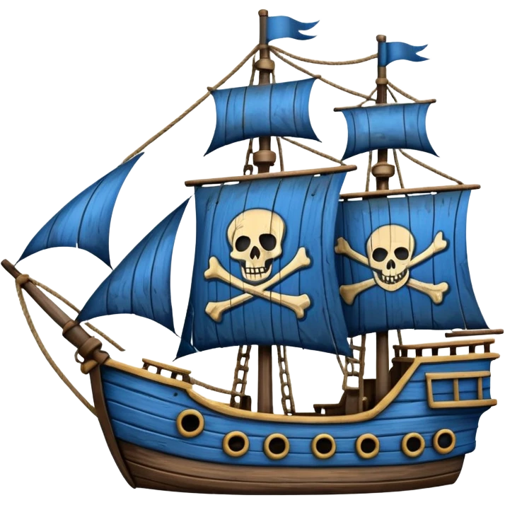 blue Pirate Ship emoji