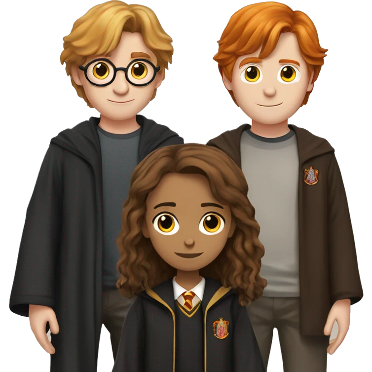 harry potter and hermione granger and ron weasley standing together emoji