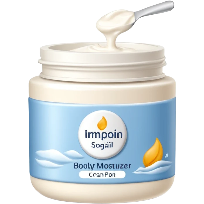 body moisturizer cream pot with label emoji