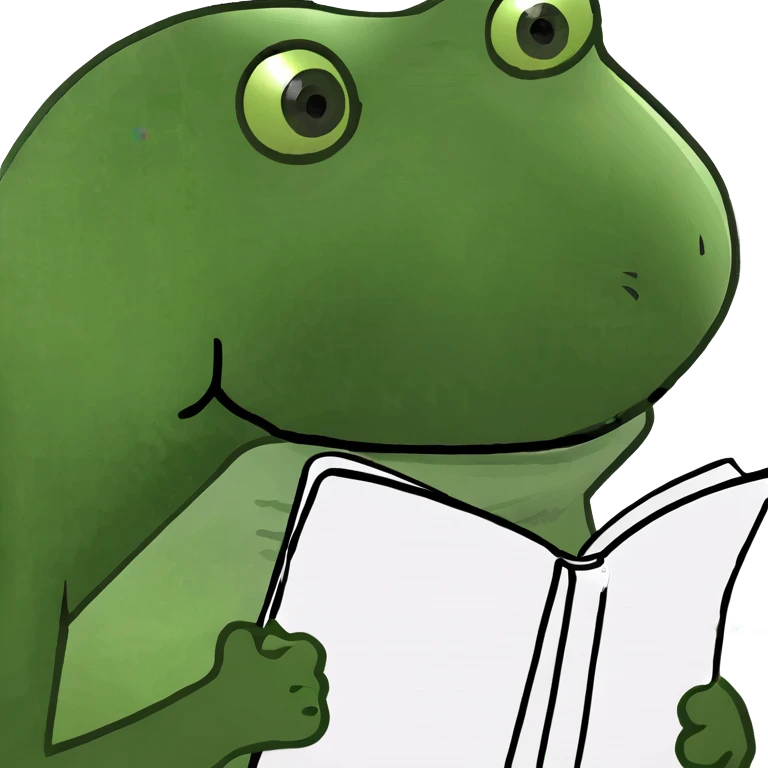 Frog girl reading notebook emoji
