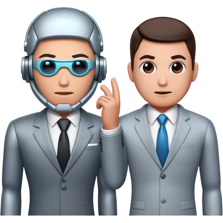 cyborg and business man emoji