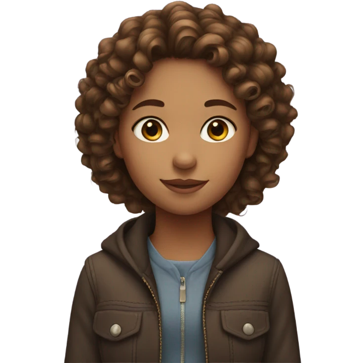 Girl with curly brown hair emoji