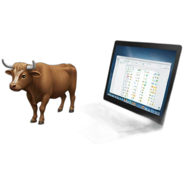 bull using laptop emoji