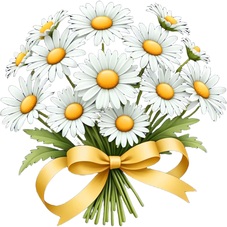 bouquet of daisies vintage ribbon emoji