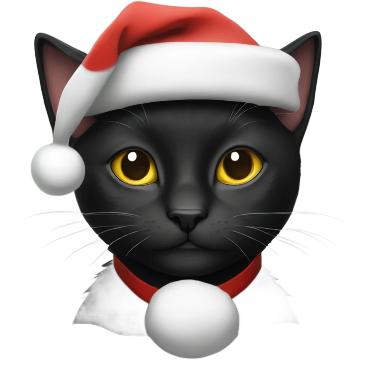 black cat with a santa hat emoji
