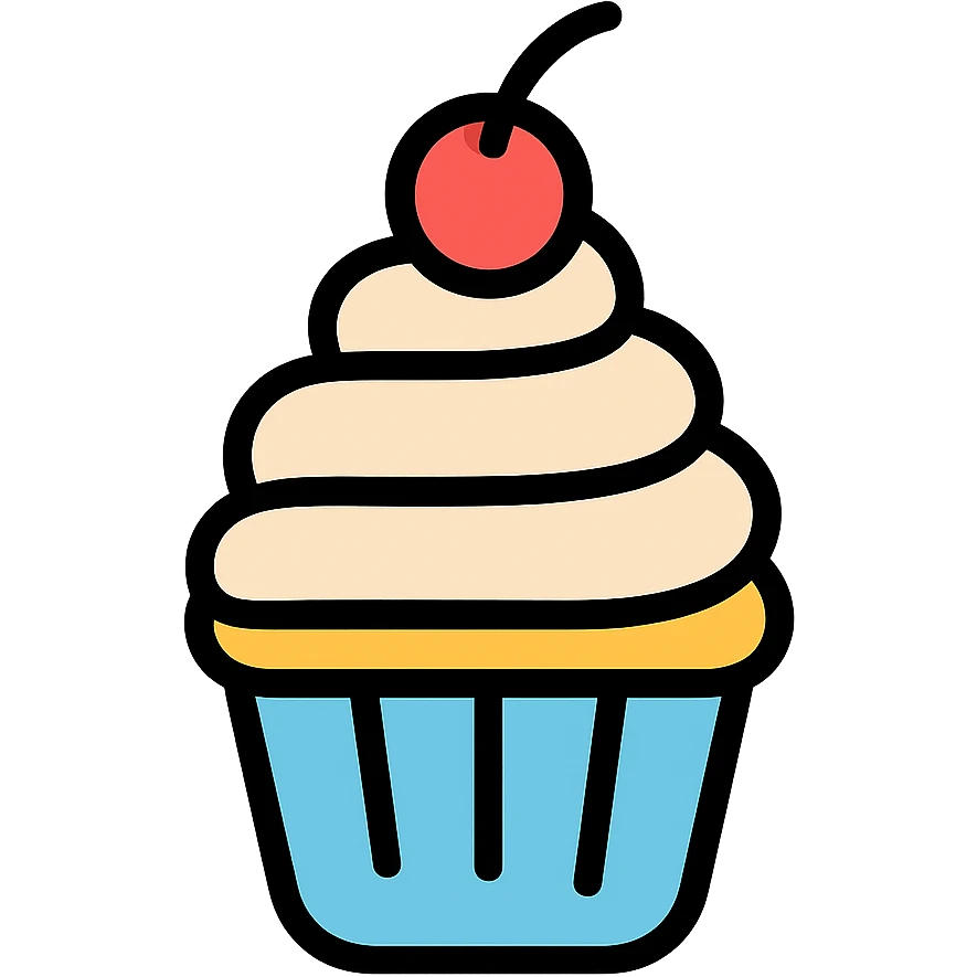 vanilla cupcake with a cherry on top emoji