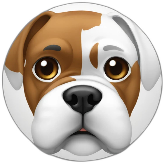Boxer met in het gezicht wit rond de neus en tussen ogen en de rest emoji
