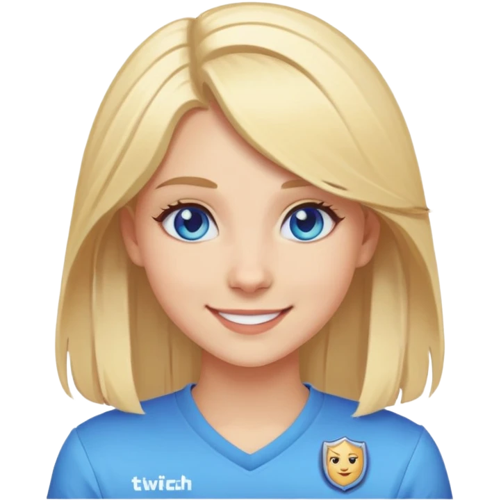 make me a twitch emoticon for my streams for inbetween transitions and for emote badges blonde hair blue eyes make it good emoji