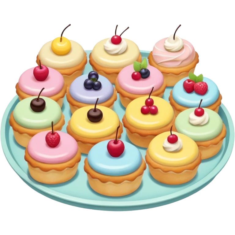 party pastries tray pastel colors emoji
