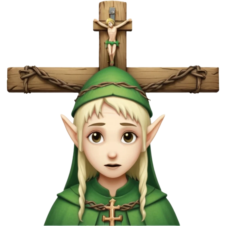 Elf getting crucified on cross emoji