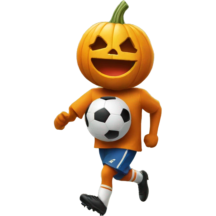 Pumpkin person playing soccer emoji