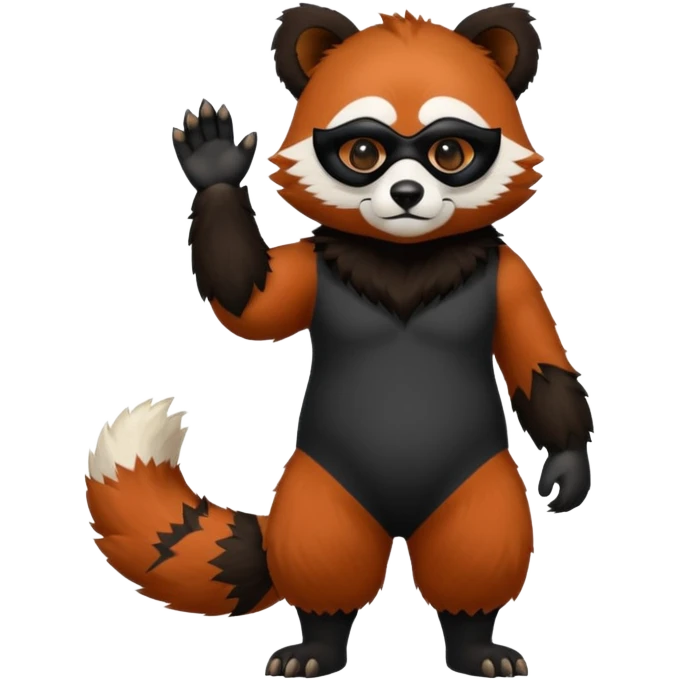 Realistic cool edgy 4-legged quadrupedal Bear-Red-Panda-Tanuki-animal-fusion-hybrid, Full body emoji