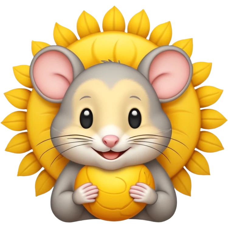 A gray mouse inside of a sun ☀️ 🐭 emoji
