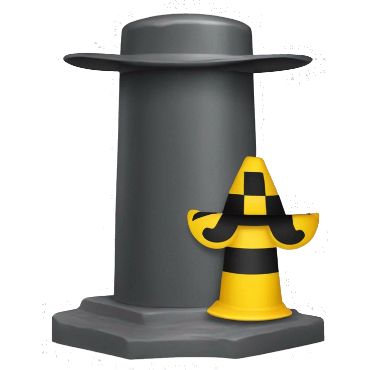 Caution Bollard with cowboy hat emoji
