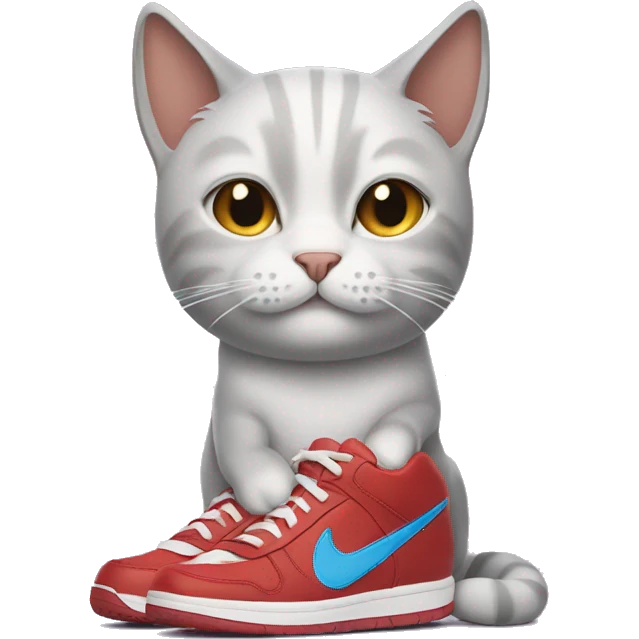 Cat wearing a hoddy and Nike sneakers  emoji