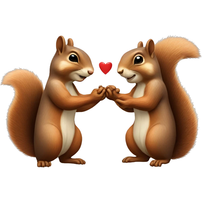 Squirrels holding hands in love emoji