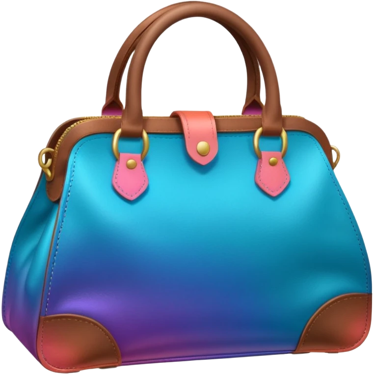 coins in gradient of turquoise, blue, pink, purple, and coral color inside a brown bag emoji