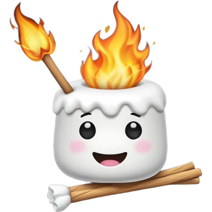 melting Marshmallow on fire wuth stick emoji