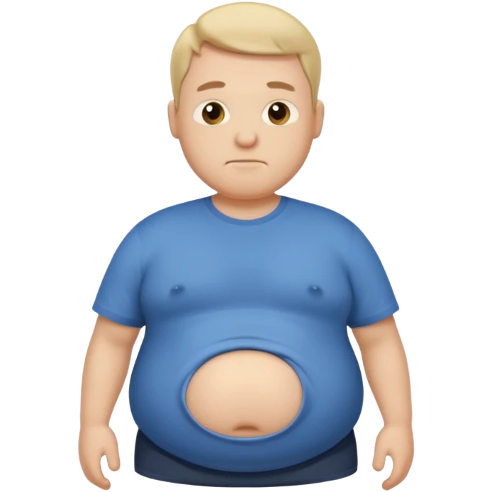 Male has bloated belly in t-shirt emoji