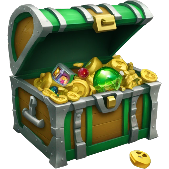 open Green treasure chest with arcade cabent coming out emoji
