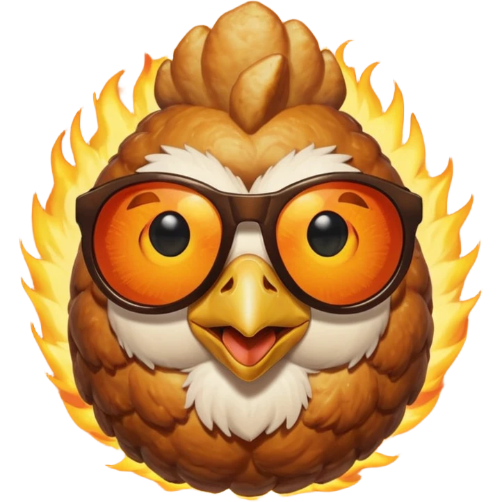 balls with chicken in fire sun glasses emoji