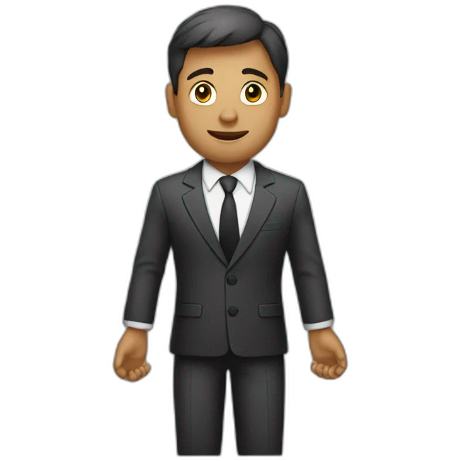man in suit stretches his arms forward emoji