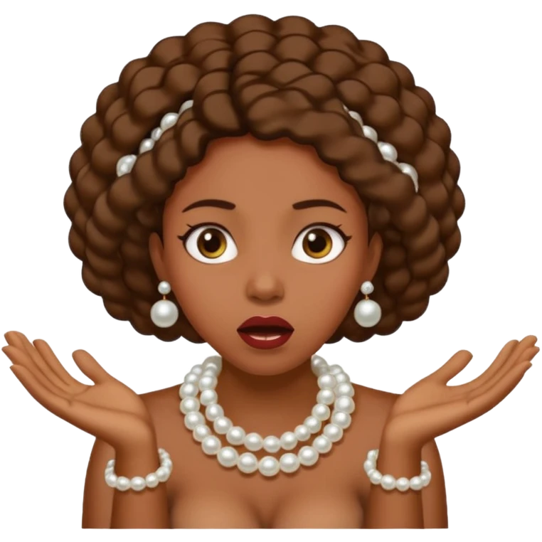 Black woman clutching pearls on neck with hands and looking shocked  emoji