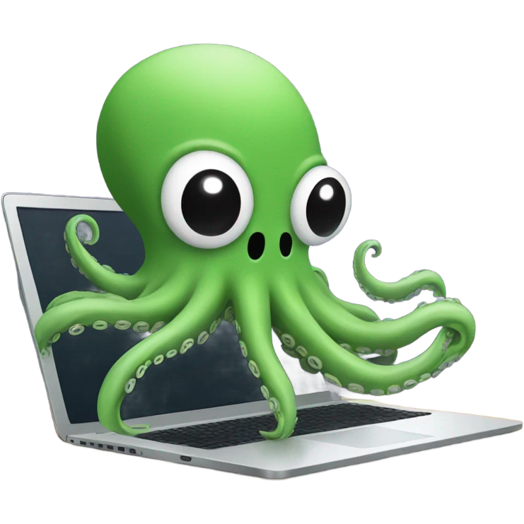 octopus typing on laptop emoji