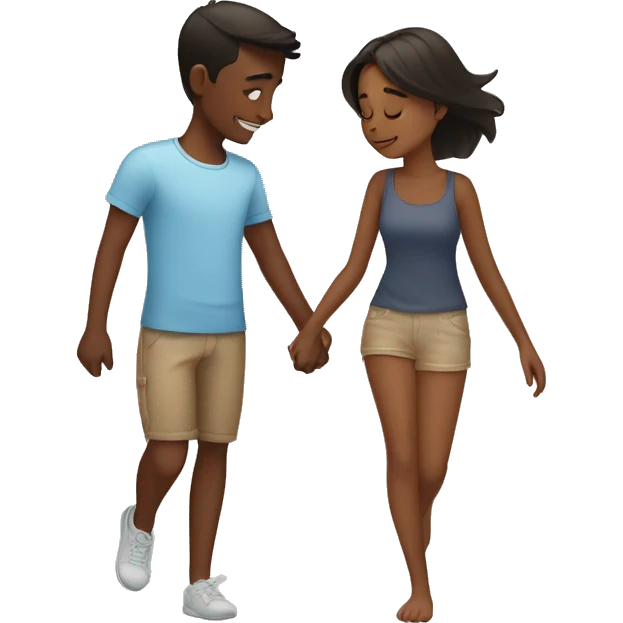 Brown skin boy and girl best friends air hugging from far away emoji