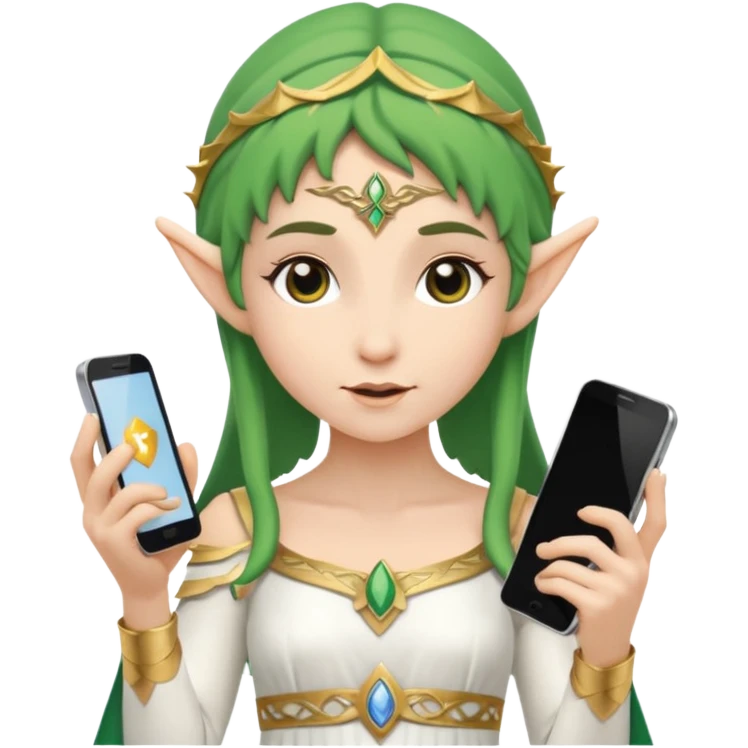 elf with greece custome dress and smartphone emoji