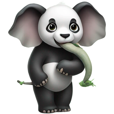 A panda with an elephant's trunk emoji