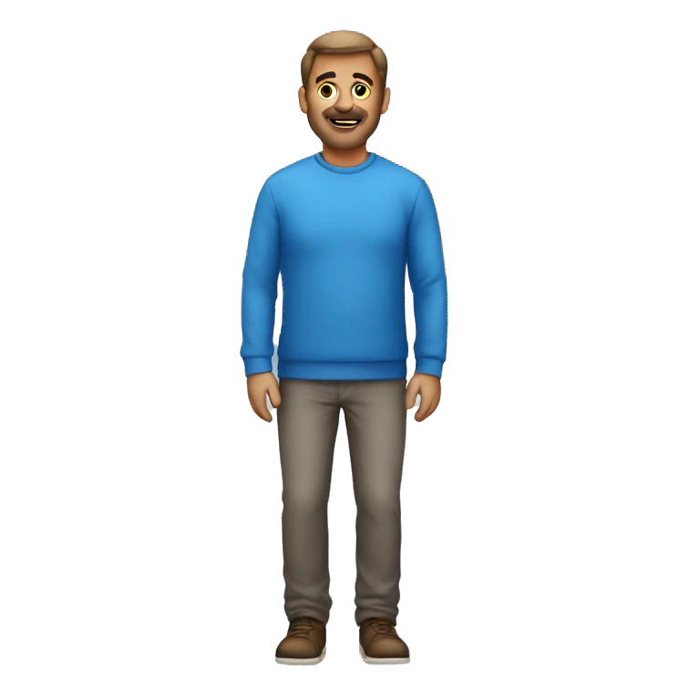 hombre mediana edad  con polera azul emoji