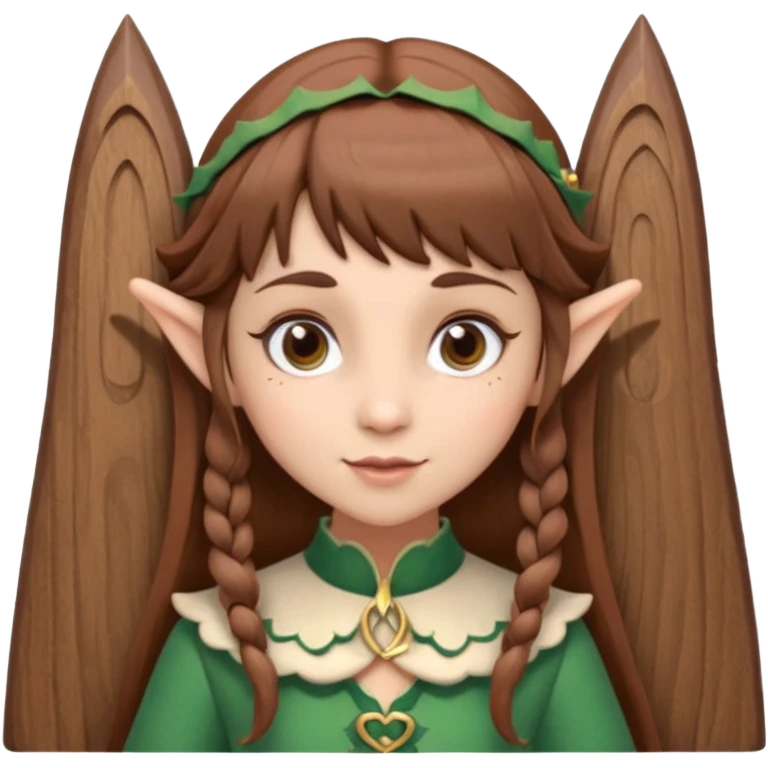 Girl toymaker wood carving elf brown hair bangs emoji