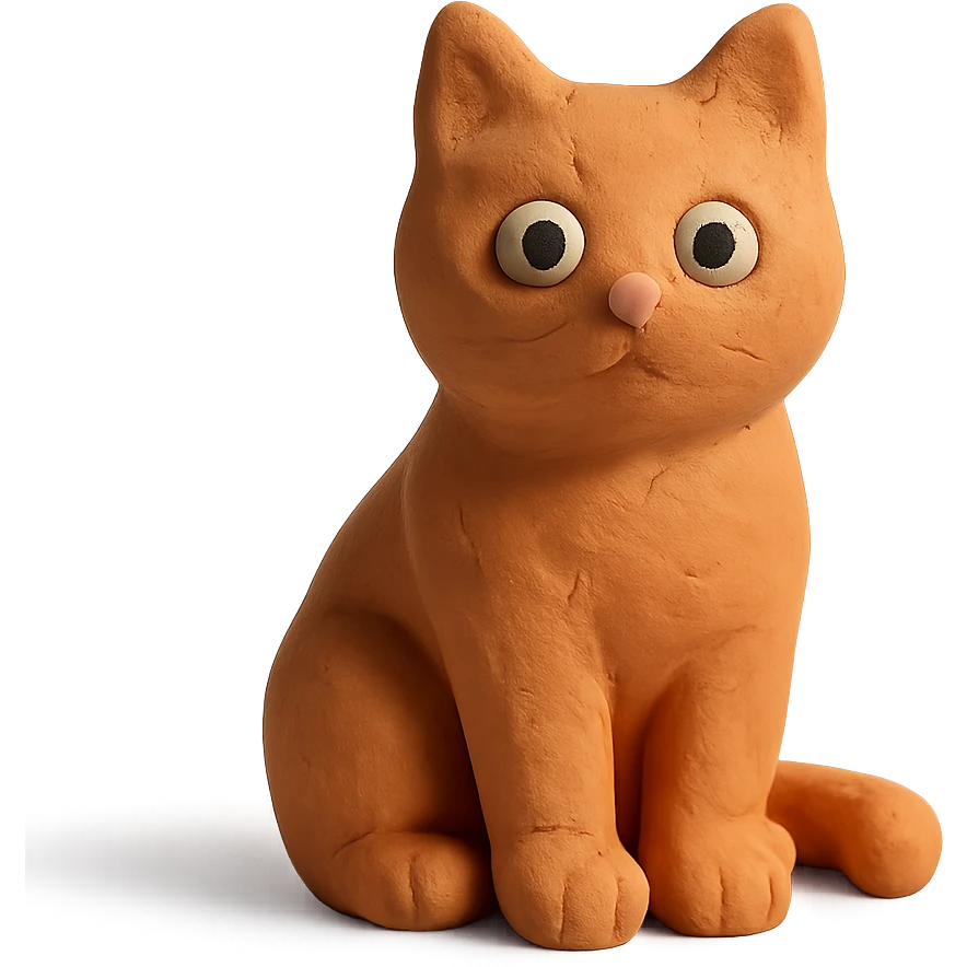 cat sitting, visible fingerprints, soft lighting, matte plasticine claymation style emoji