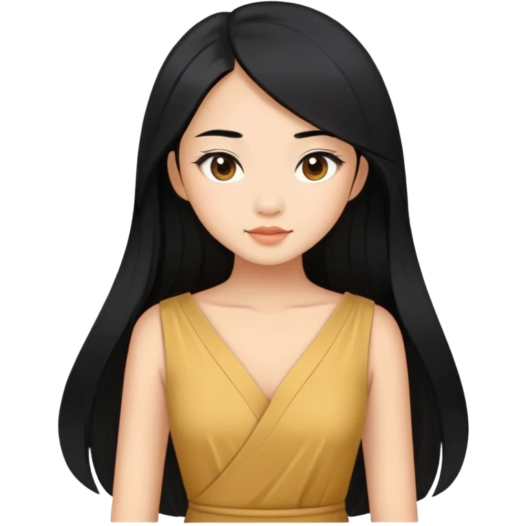 Beautiful Asian girl with long black hair wearing Filipiana dress emoji