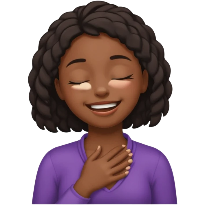 Black girl choking herself and smiling with closed eyes  emoji