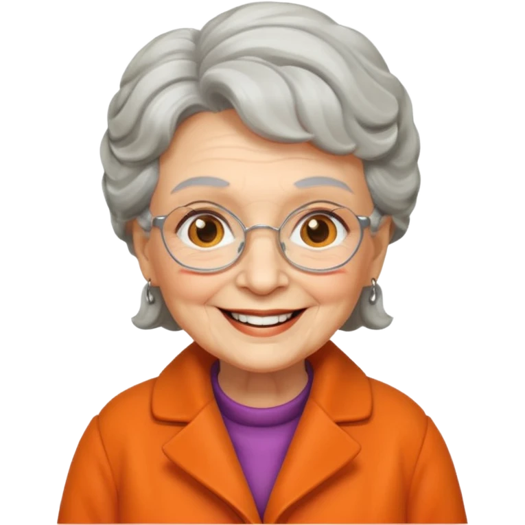 a granny with orange coat emoji