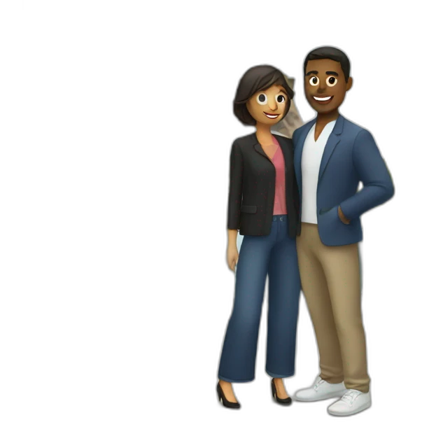 French couple standing in front of Eiffel tower emoji