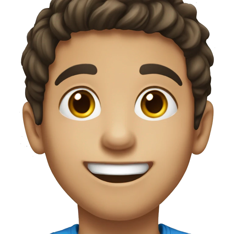 brunette boy portrait with smile emoji
