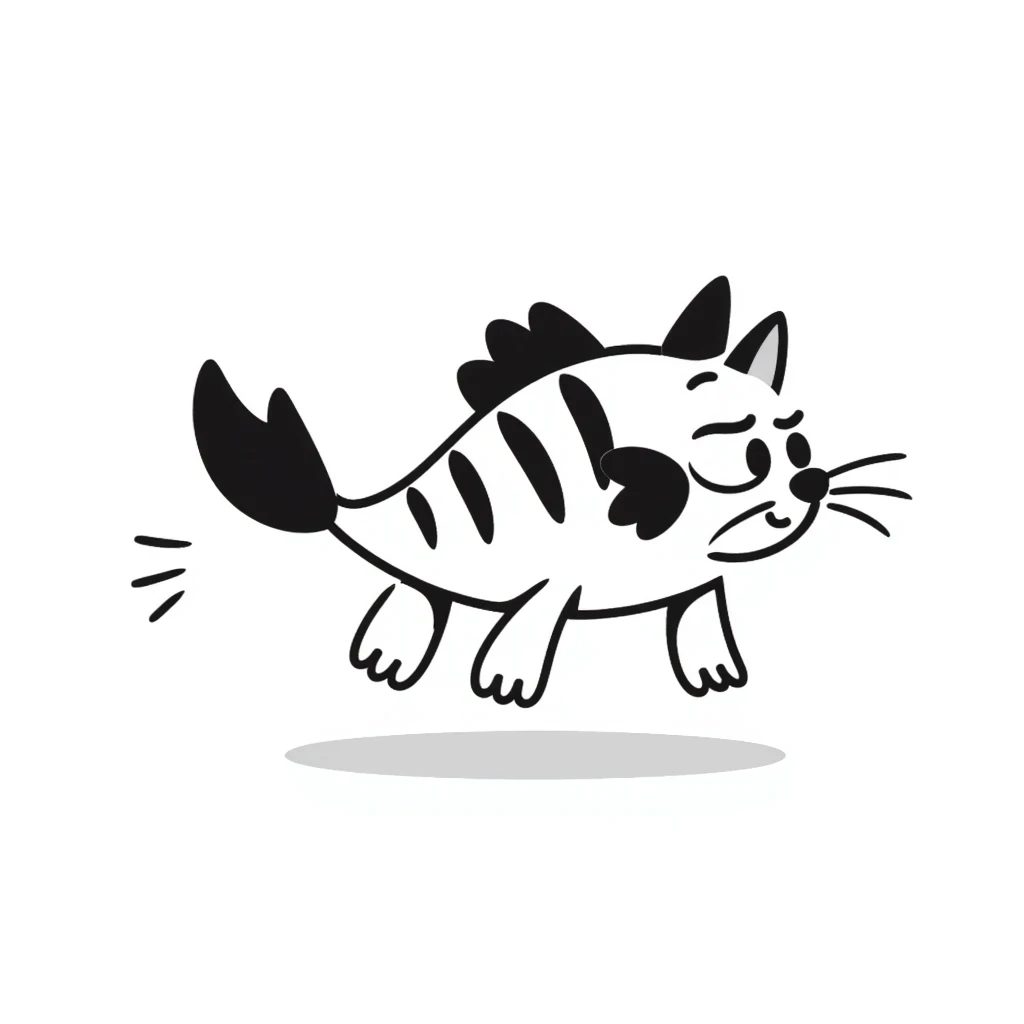 a fish crossed with a cat, illustrative style emoji