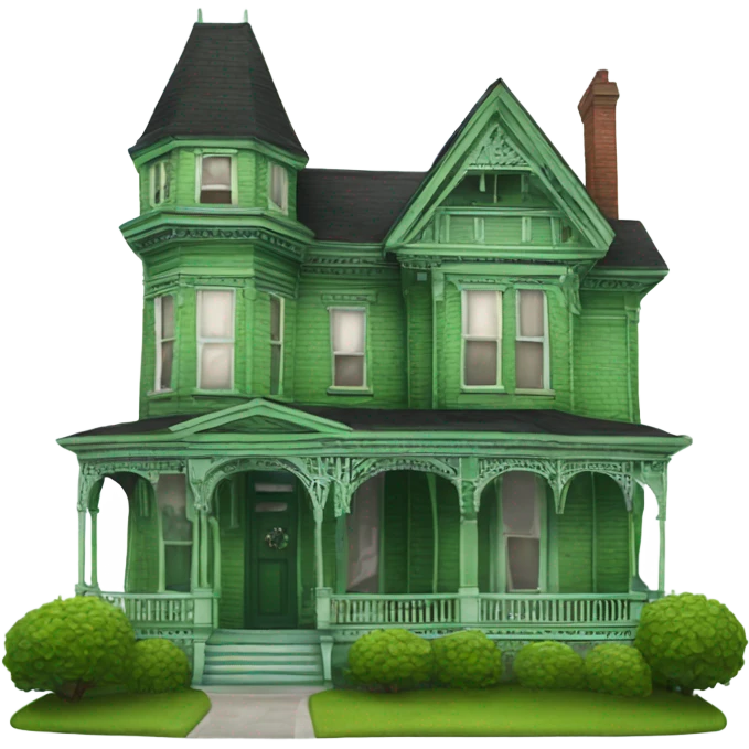 green queen anne victorian home emoji