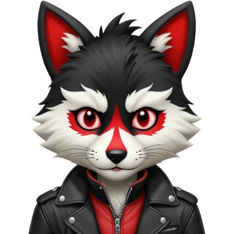 Anthropomorphic Anthro Furry punky gothic black white and red badass cool stylish handsome smexy Animal-furry-fursona emoji