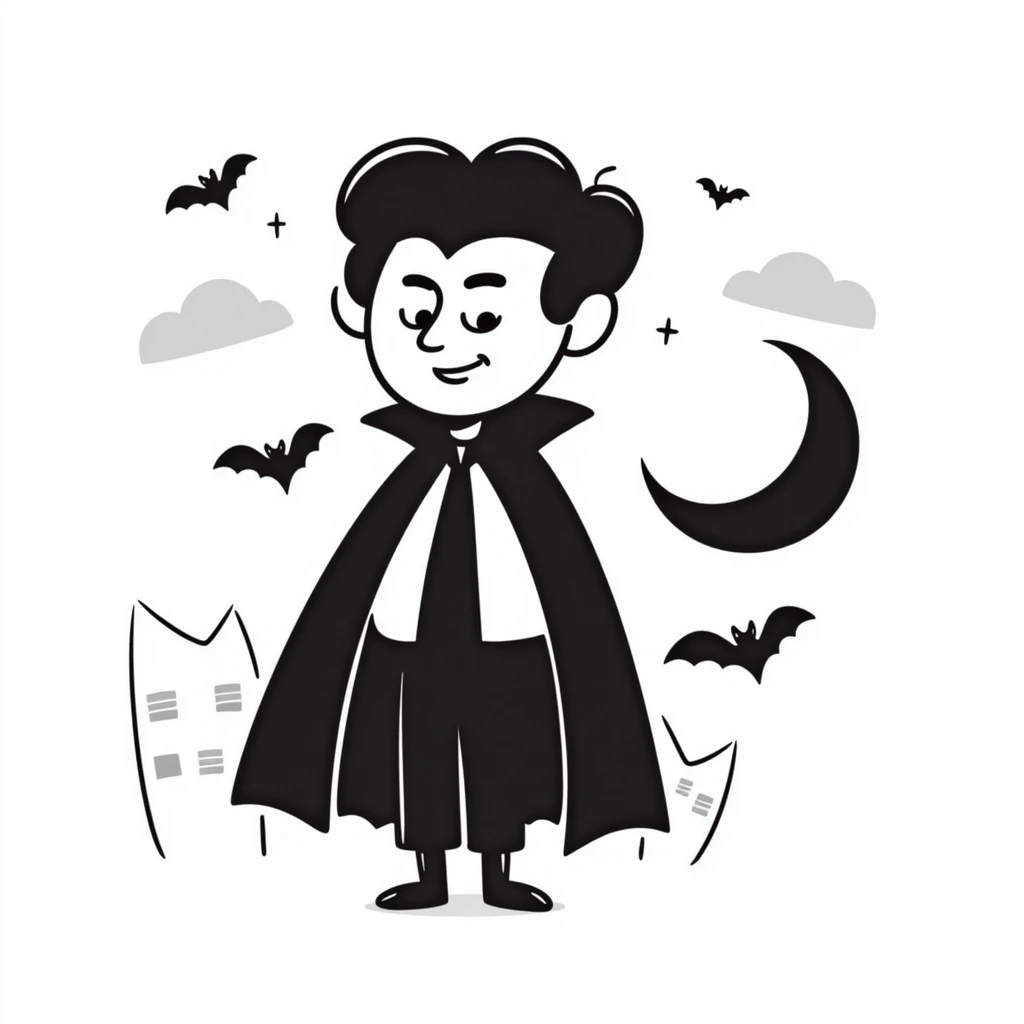 vampire, hand drawn doodle style emoji